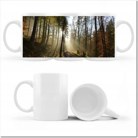 Nyomott mintás bögre Napfelkelte az erdőben