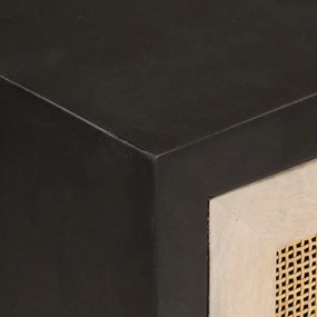 fekete tömör mangófa és vas tálalószekrény 55 x 30 x 76 cm