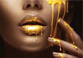 Fotótapéta Női Arc Arany Száj Tapéta Hálószoba 368x254