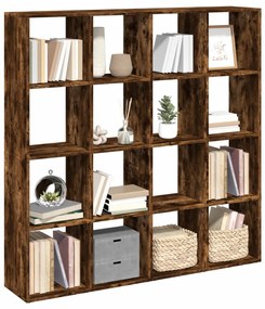 füstös tölgy színű szerelt fa könyvszekrény 137,5x29x137,5 cm