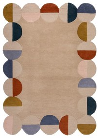 Bézs kézi szövésű gyapjú szőnyeg 200x290 cm Mia Scallop Frame – Flair Rugs