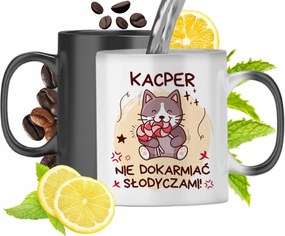 Mágikus bögre Kacpra Fekete Matt Nyomtatott Fotóval 330ml