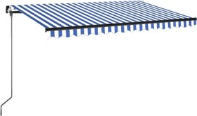 vidaXL kék és fehér kézzel kihúzható LED-es napellenző 400 x 350 cm