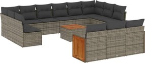 vidaXL 14 részes szürke polyrattan kerti ülőgarnitúra párnákkal
