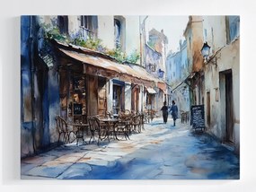 Vászonkép Canvas Párizsi Utca Kávézó Akvarell Tájkép 80x60
