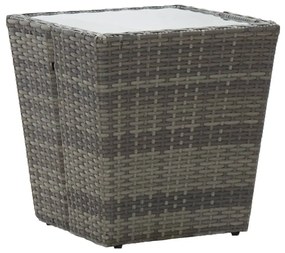 vidaXL szürke polyrattan és edzett üveg teázóasztal 41,5x41,5x43 cm