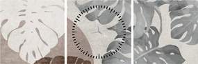 Kép - Design levelekkel (órával) (90x30 cm)