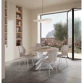 Krémszínű kárpitozott étkezőszék szett 4 db-os Ansu – Marckeric