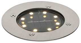 Modern földbe süllyeszthető spotlámpa acél színben, LED-del, IP65, napelemes - Terry