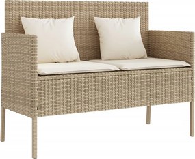 vidaXL bézs polyrattan kerti pad párnákkal