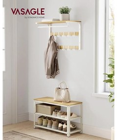 2 polcos Cipőtartós pad, 30 x 73 x 45 cm tölgy bézs és klasszikus fehér