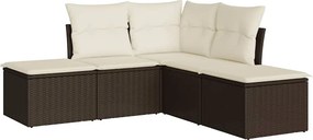 vidaXL 5 részes barna polyrattan kerti ülőgarnitúra párnával