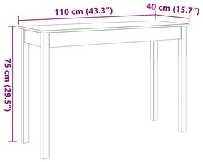 viaszbarna tömör fenyőfa tálalóasztal 110 x 40 x 75 cm