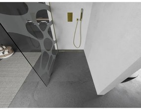 Mexen Kioto, Walk-In zuhany paraván 80 x 200 cm, 8 mm átlátszó üveg fehér mintás, arany matt profil, 800-080-101-55-97