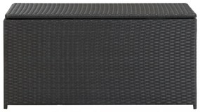 fekete polyrattan kerti tárolóláda 100 x 50 x 50 cm