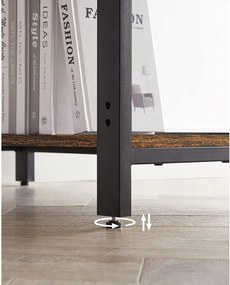 VASAGLE számítógépasztal 2 tárolópolccal, jobb vagy bal oldalra szerelhető, 140 x 60 x 75 cm, rusztikus barna és fekete