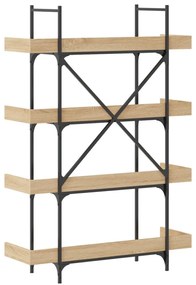 4-szintes sonoma tölgy szerelt fa könyvespolc 100x33x145,5 cm