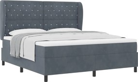 vidaXL Boxrugós ágy matracmal Sötétszürke 200 x 180 cm Poliészter