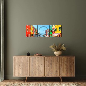 Kép - Burano sziget, Velence, Olaszország (órával) (90x30 cm)