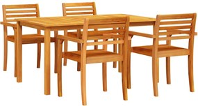 vidaXL Kert étkező szett 5 pcs Barna Tömör Akácfa