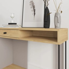 Konzolasztal tölgyfa dekoros asztallappal 35x100 cm Saturne – Marckeric