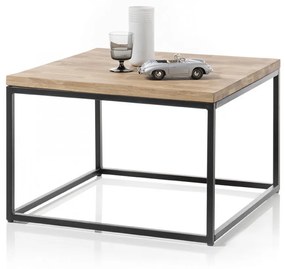 SAKURA dohányzó asztal Olajozott tömör tölgy - fekete fém keret - 70x70cm