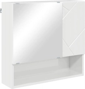 vidaXL Tükörszekrény ajtóval Magas Fényű Fehér 59 x 17 x 55 cm Faanyag