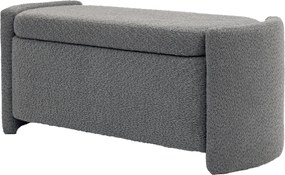 HOMCOM Pad, Tárolós Ágy Pad, Kárpitozott Pad Fedéllel, Teddy Velúr Hatás, Tárolódoboz, Pad a Nappaliba és Hálószobába, Szürke, 105 x 44 x 45,5 cm | Ao