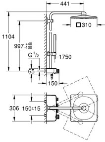 GROHE 26508000 - EUPHORIA SMARTCONTROL 310 CUBE zuhanyrendszer, magasfényű króm