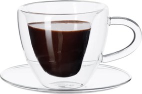 Thermo Heart csésze pohár csészealjakkal, 2db, szív alakú, 150ml, HOTCOOL TYP 5