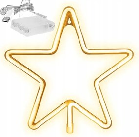 LED-es csillag karácsonyi lámpa Neon karácsonyfadísz USB/3xAA