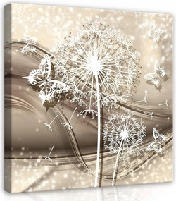 Vászonkép 80x80 Pitypang finomság repülés pillangók szikrázó könnyedség harmónia