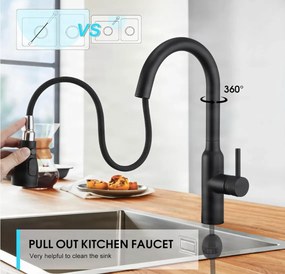 Konyhai csaptelep ELITE EDITION BKS1299 érintésvezérléssel és kihúzható zuhanyfejjel, fekete, ezüst vagy ezüst-fekete — Nikkel