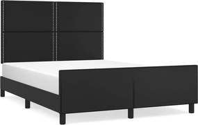 vidaXL fekete műbőr ágykeret fejtámlával 140x200 cm