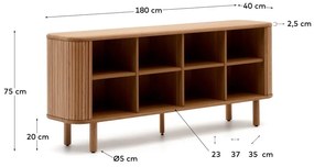 Natúr színű komód tolóajtóval kőrisfa dekorral 180x75,5x40 cm Mailen – Kave Home