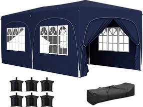 Outsunny Pavilon kb. 3x6m, vízlepergető, tartós téli Pop-up Összecsukható Pavilon, UV Védelem 50+, Összecsukható Parti Sátor Kerti Sátor 6 Oldalfallal