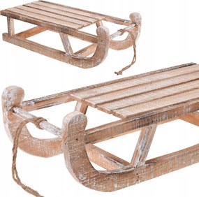 Fehérre meszelt fa dekorációs szán 50 cm Nagy Méretű Fából Készült Dísz Karácsonyra