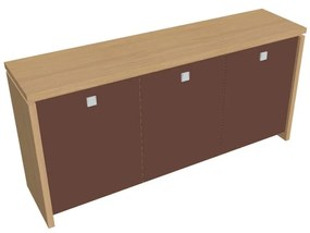 Verno alacsony szekrény 188 x 46 x 90 cm, üvegajtó, világos tölgy / barna