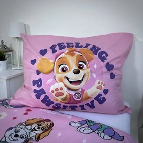 Gyerek mikroszálas ágynemű PAW PATROL Pawsome barátságok rózsaszín Ágyneműhuzat mérete: 70 x 90 cm | 140 x 200 cm