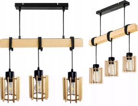 Lámpa fa függeszték mennyezeti Csillár Túlnyúlás Loft Fa 3x E27