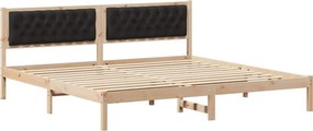 vidaXL Ágykeret fejtámlával Fekete 200 x 200 cm Tömör fenyőfa