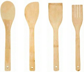 Konyhai eszközök fából készült bambusz spatula készlet kanál állvány 4 db-os
