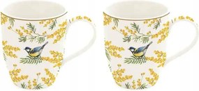 Porcelán Bögrék x 2 Db Bögre Cinege és maripóz virágok