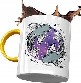 Bögre Sárga Halak Zodiákus jelek Horoszkóp Nyomtatott fényképpel