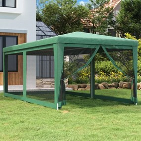 zöld HDPE rendezvénysátor 6 hálós oldalfallal 3x6 m