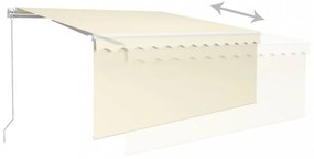 krémszínű LED-es kézzel kihúzható napellenző redőnnyel 3x2,5 m