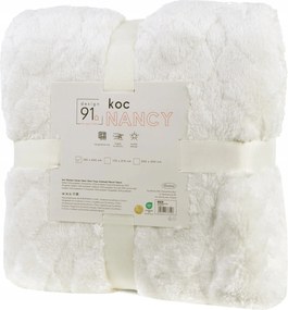 Flano takaró 70x160 krémszínű puha meleg dombornyomott elegáns Design91 Nancy