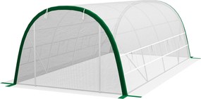 Outsunny 18m² Kerti Alagútház Paradicsom Üvegház 6L x 3W x 2H m - 8 Ablak, Felgombolható Cipzáras Ajtó - Horganyzott Acél Tubuláris Váz, Fehér Magas S