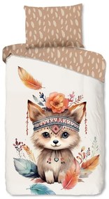 Barna-bézs egyszemélyes pamut gyerek ágyneműhuzat 140x200 cm Hay – Good Morning