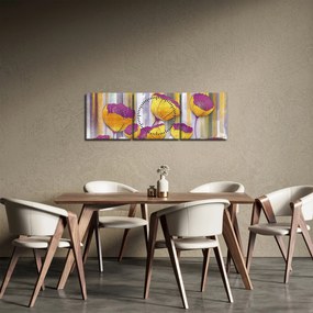 Kép - Virágok illusztrációja (órával) (90x30 cm)